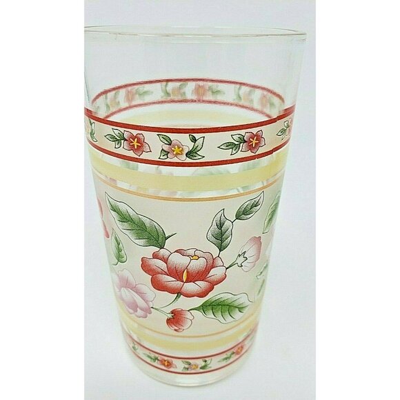 Flower Juice Glasses Tumblers Set of Two 5 in Tall 250 ML - Picture 2 of 5